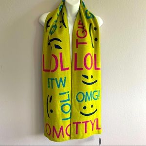 TARNISH Nordstrom Emoji Cozy Scarf Yellow Lime Pink Purple OMG LOL TGIF BTW XOXO